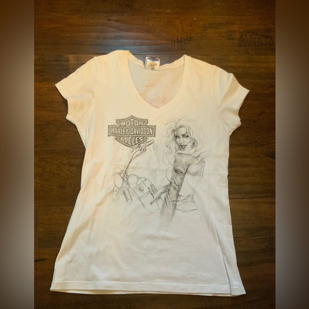 Harley-Davidson Cream V-Neck Tee